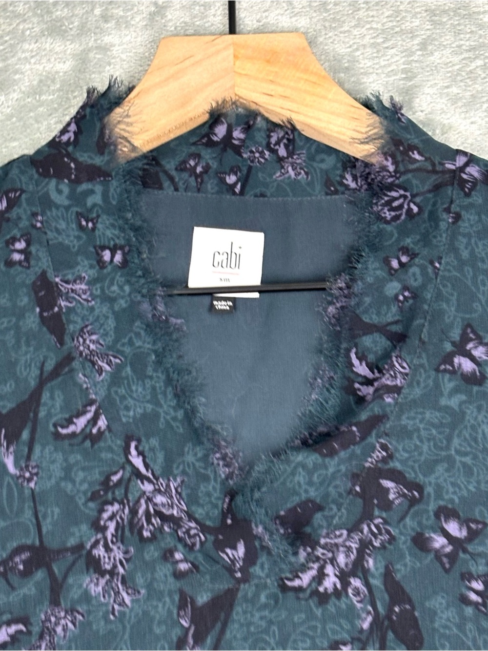 Cabi Top Womens Small Dark Teal Purple Evermore Blouse Chiffon Sleeveless 3065 - Picture 7 of 11